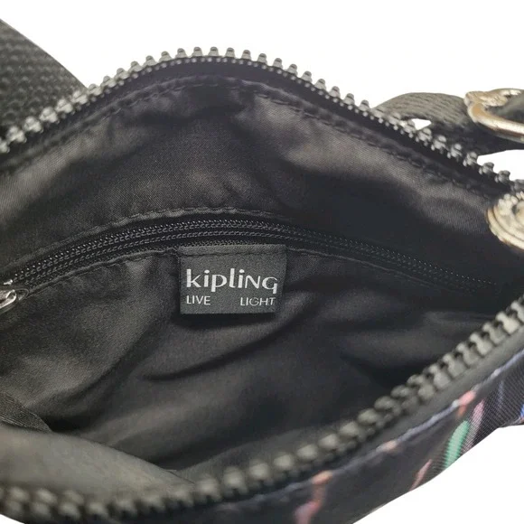 Kipling Machida Crossbody Shoulder Bag – Black Lightweight Nylon 10.75"x7.5" - Picture 4 of 5